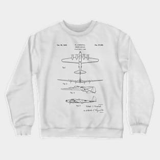 Bombing Airplane Patent Black Crewneck Sweatshirt